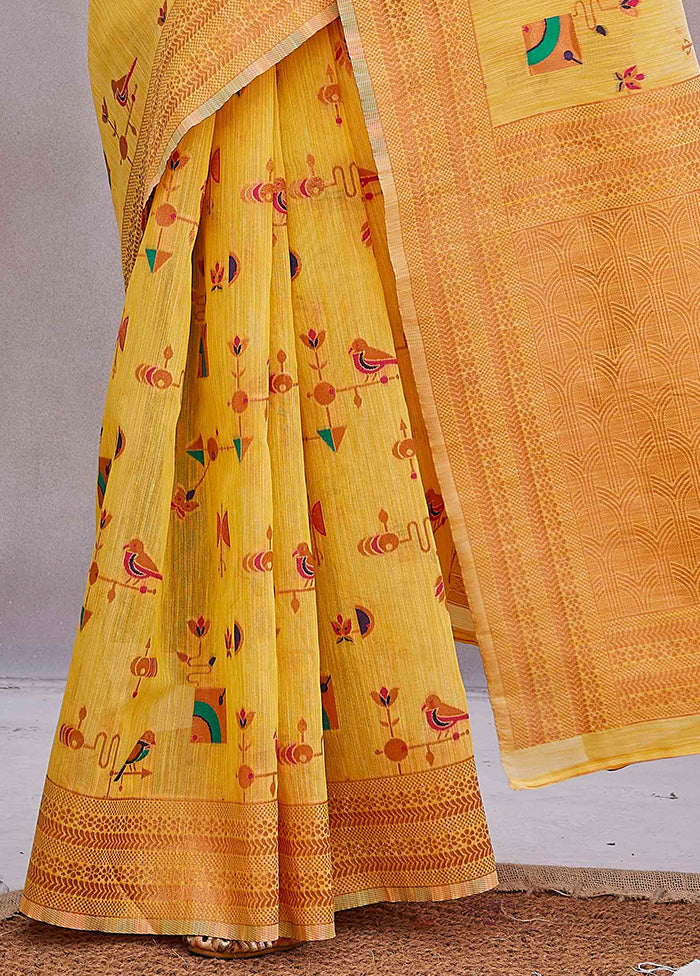 Yellow Kanjivaram Silk Saree With Blouse Piece Outlet Amazing Pice