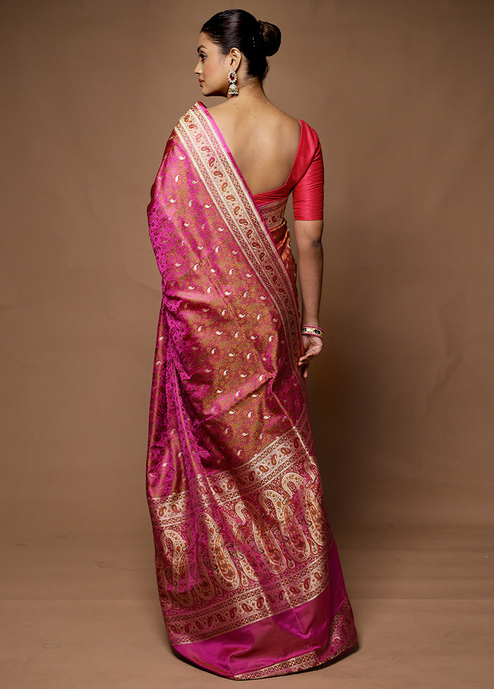 Pink Handloom Tanchoi Pure Silk Saree With Blouse Piece Wide Range Of Sale Online