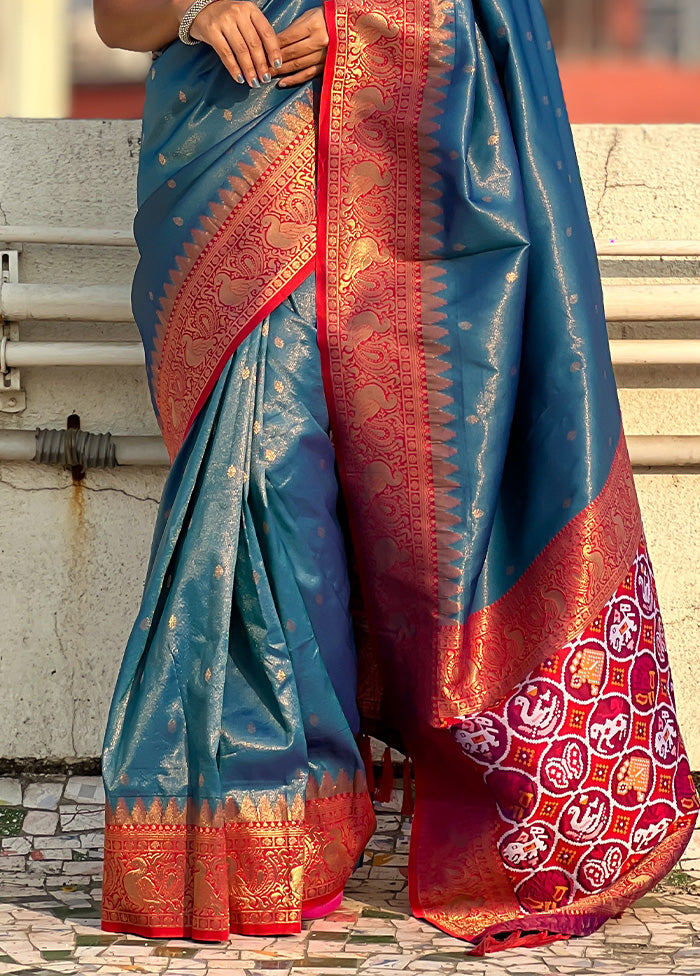 Blue Spun Silk Saree With Blouse Piece Cheap Pice Wholesale