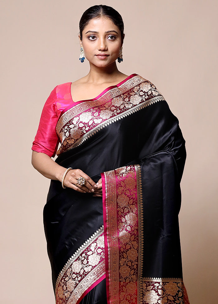 Black Banarasi Silk Saree With Blouse Piece Discount Tumblr