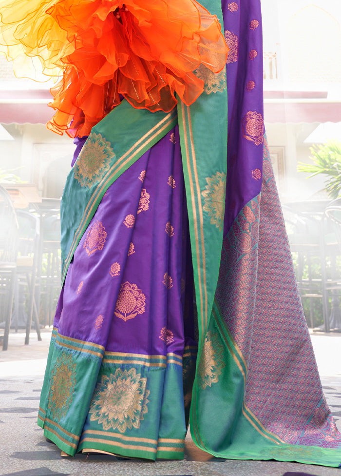 Purple Spun Silk Saree With Blouse Piece With Paypal For Sale