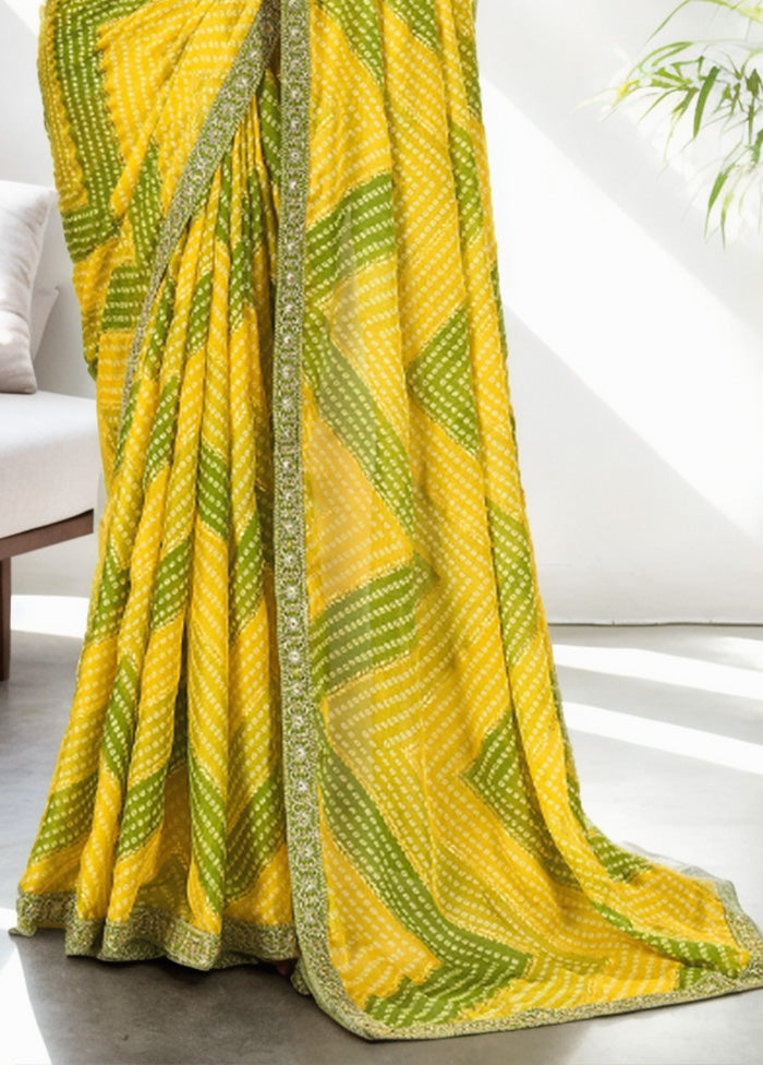 Yellow Spun Silk Saree With Blouse Piece With Paypal Cheap Pice