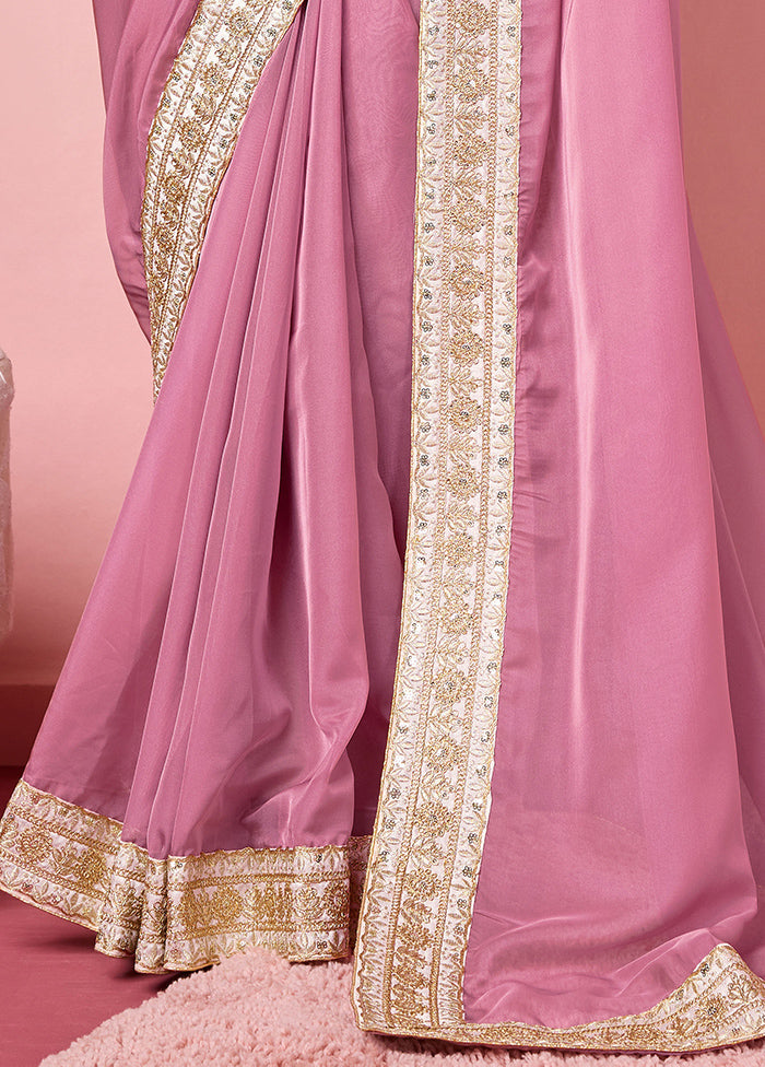 Pink Organza Saree With Blouse Piece Really For Sale