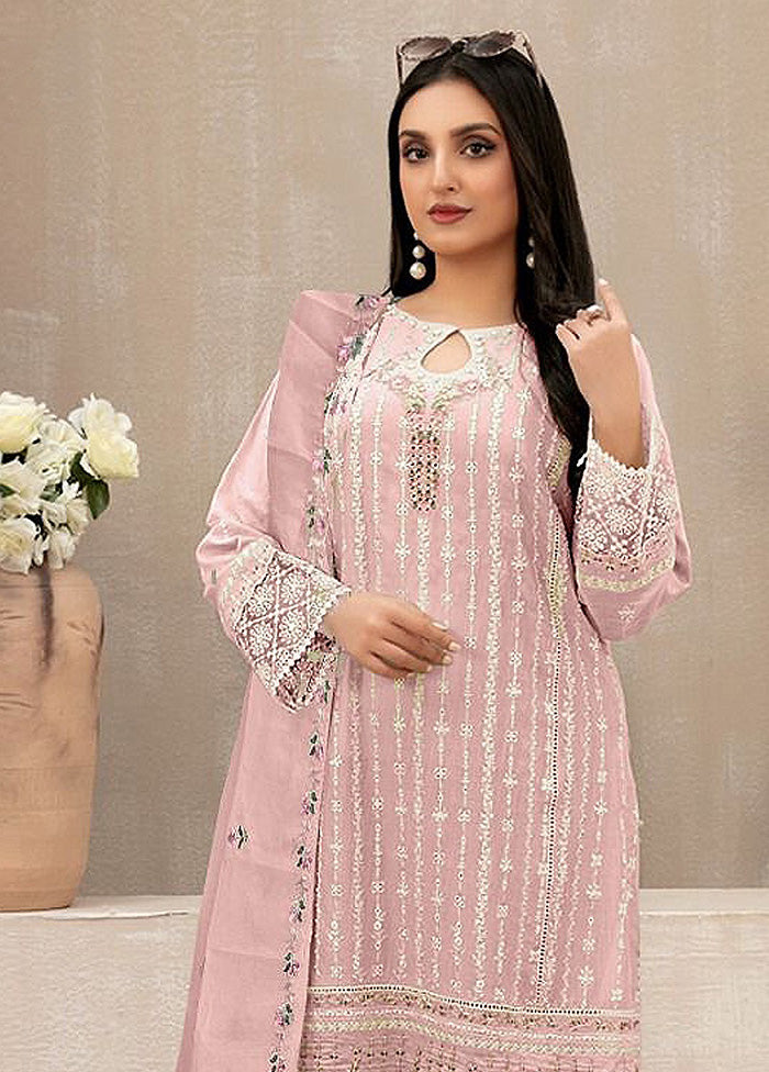 3 Pc Pink Semi Stitched Georgette Suit Set Cheap Pice Free Shipping