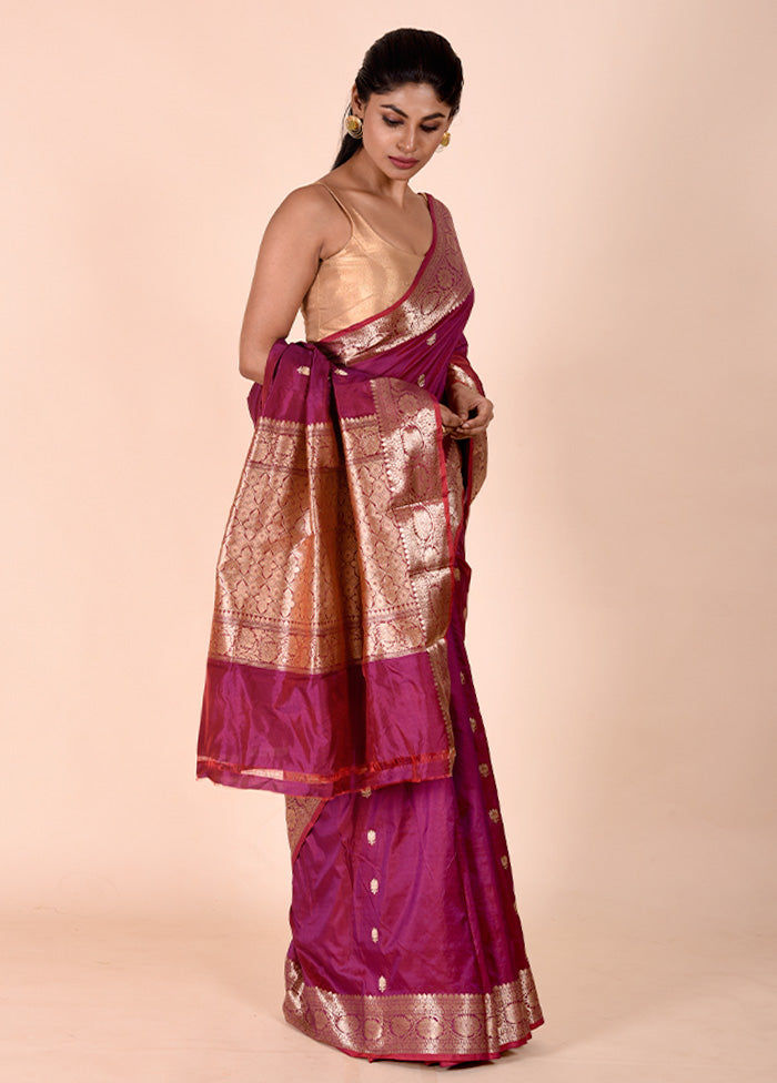 Purple Handloom Katan Pure Silk Saree With Blouse Piece 2025 New