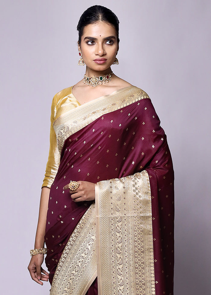 Maroon Dupion Silk Saree With Blouse Piece Pictures Cheap Online