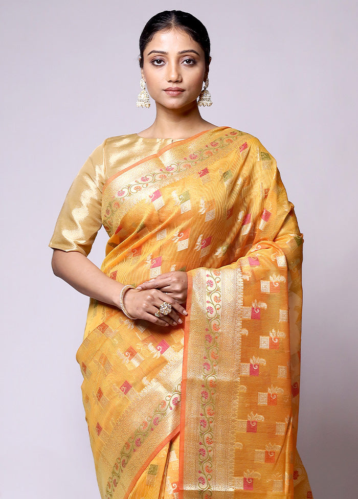 Yellow Kora Silk Saree With Blouse Piece Buy Cheap Buy