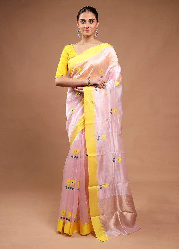 Pink Handloom Chanderi Pure Cotton Saree With Blouse Piece Outlet Explore