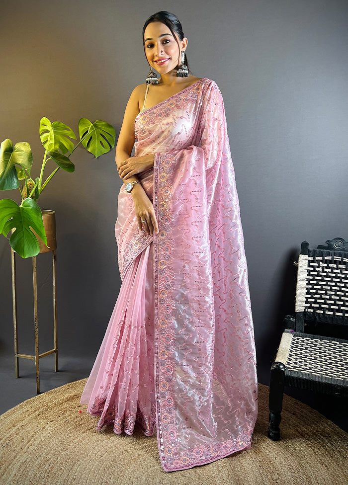 Pink Net Net Saree With Blouse Piece Tumblr Cheap Pice