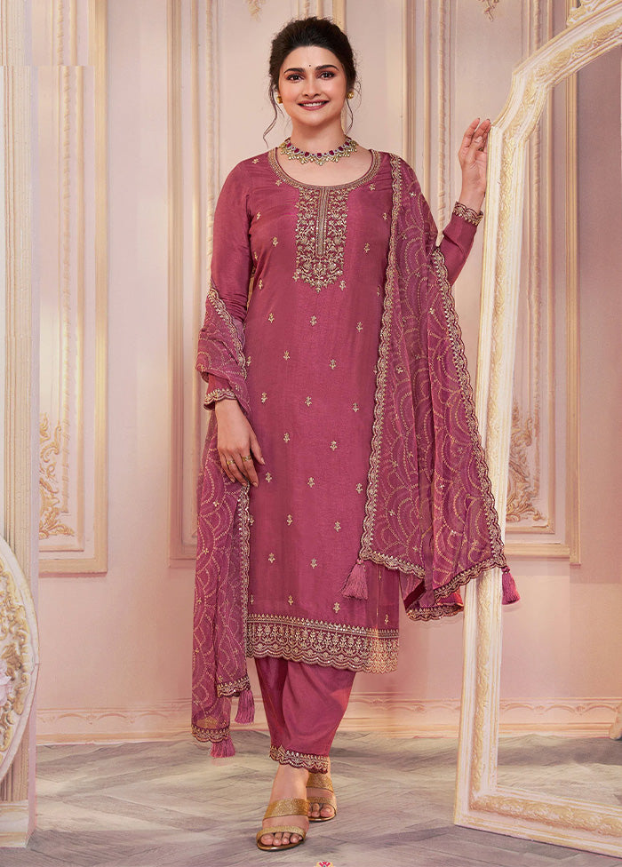 3 Pc Burgundy Semi Stitched Georgette Suit Set Free Shipping Fast Delivery