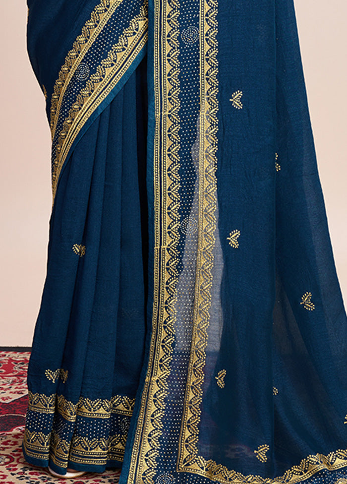 Teal Blue Spun Silk Saree With Blouse Piece Clearance Eastbay