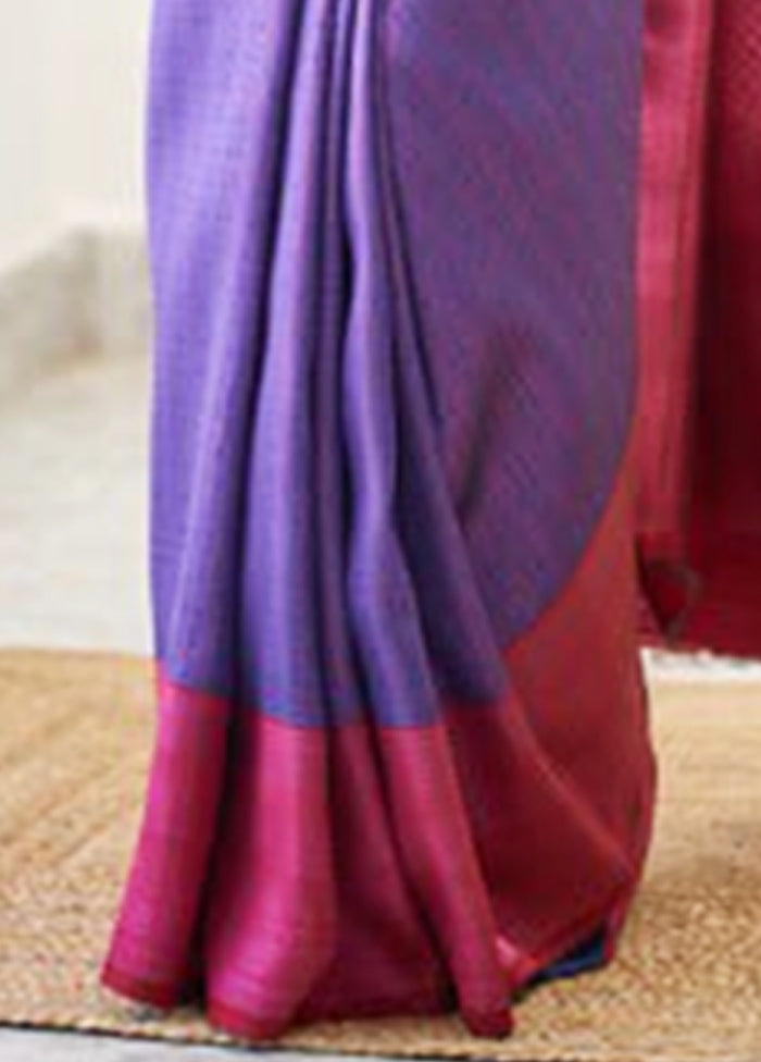 Purple Banarasi Silk Saree With Blouse Piece Outlet Deals