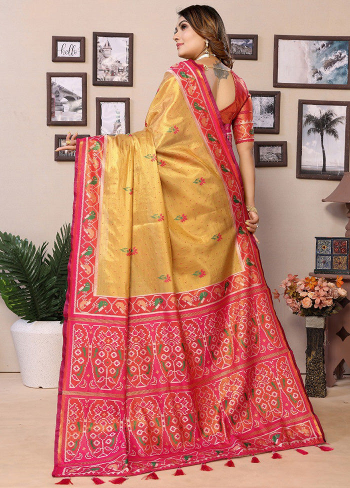 Mustard Banarasi Silk Saree With Blouse Piece Sale Choice