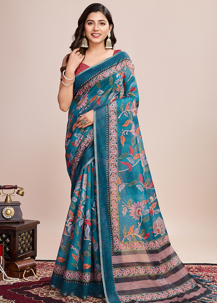 Multicolor Linen Silk Saree With Blouse Piece Buy Cheap Affordable