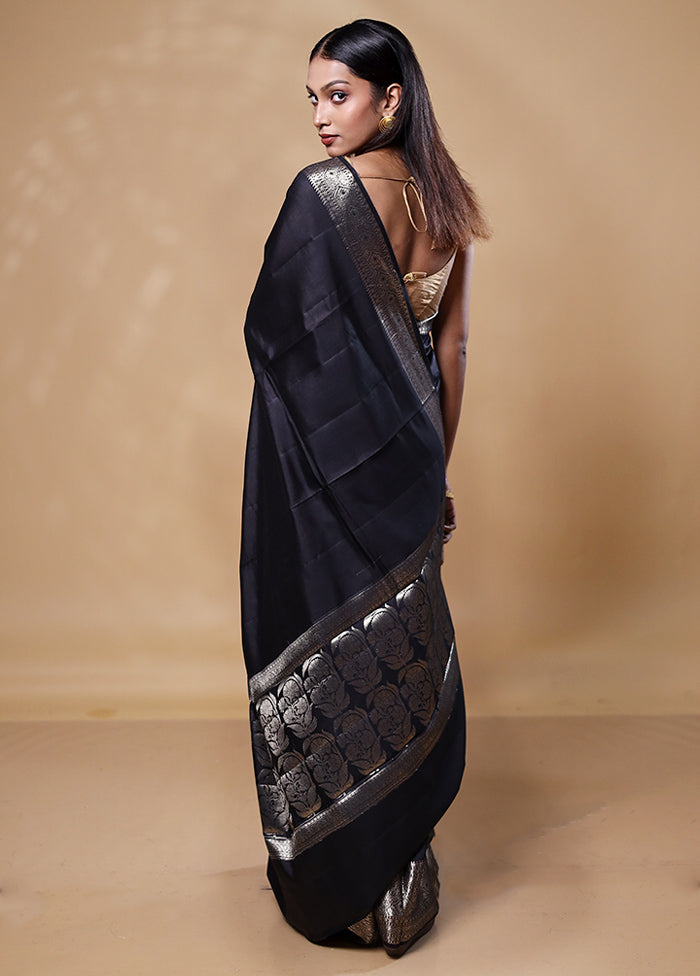 Black Dupion Silk Saree With Blouse Piece With Mastercard Online