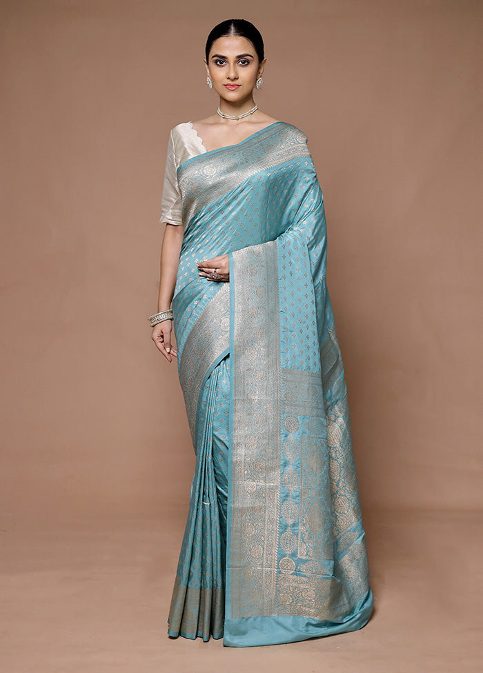 Blue Georgette Saree With Blouse Piece Sale Online Online