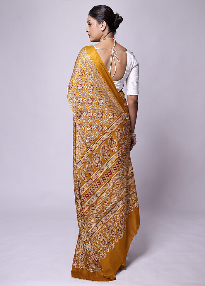 Yellow Pure Modal Silk Saree Without Blouse Piece Cheap Official