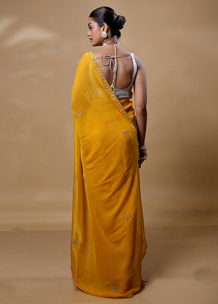 Yellow Silk Saree With Blouse Piece Sale Visa Payment