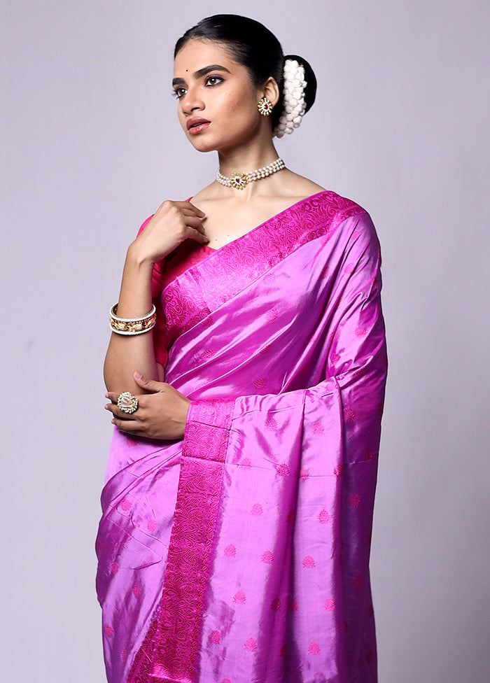 Purple Handloom Assam Pure Silk Saree With Blouse Piece Discount For Nice