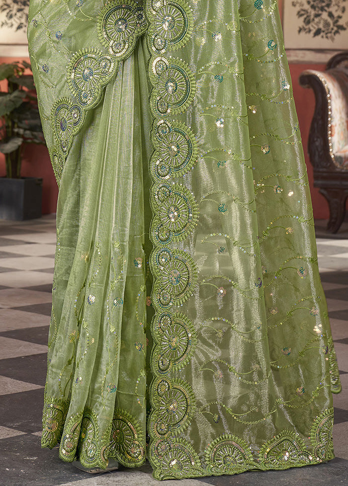 Green Net Net Saree With Blouse Piece Marketable Cheap Pice