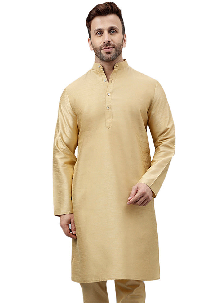 Cream Dupion Silk Solid Kurta Discount Shop