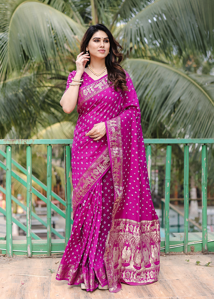 Purple Spun Silk Saree With Blouse Piece Free Shipping Manchester