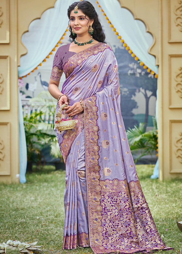 Purple Spun Silk Saree With Blouse Piece Cost Cheap Pice