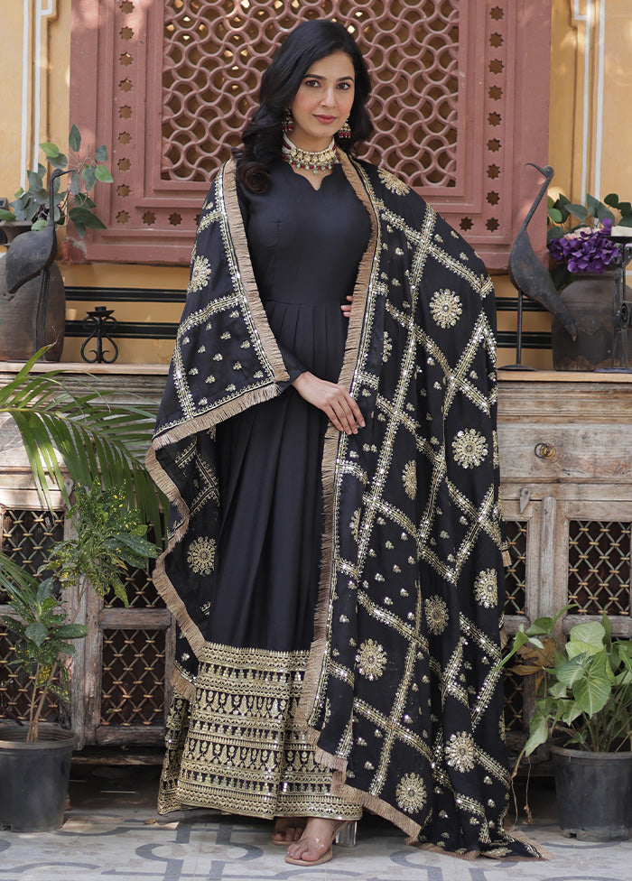 Black Readymade Georgette Dupatta Indian Dress Pre Order