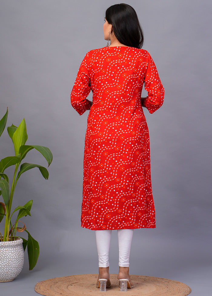 Orange Readymade Rayon Kurti Best Seller Cheap Pice