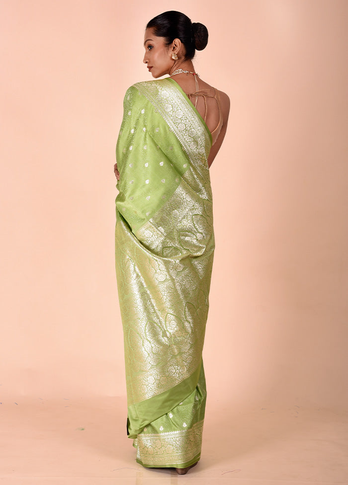 Green Tanchoi Silk Saree With Blouse Piece With Credit Card Free Shipping