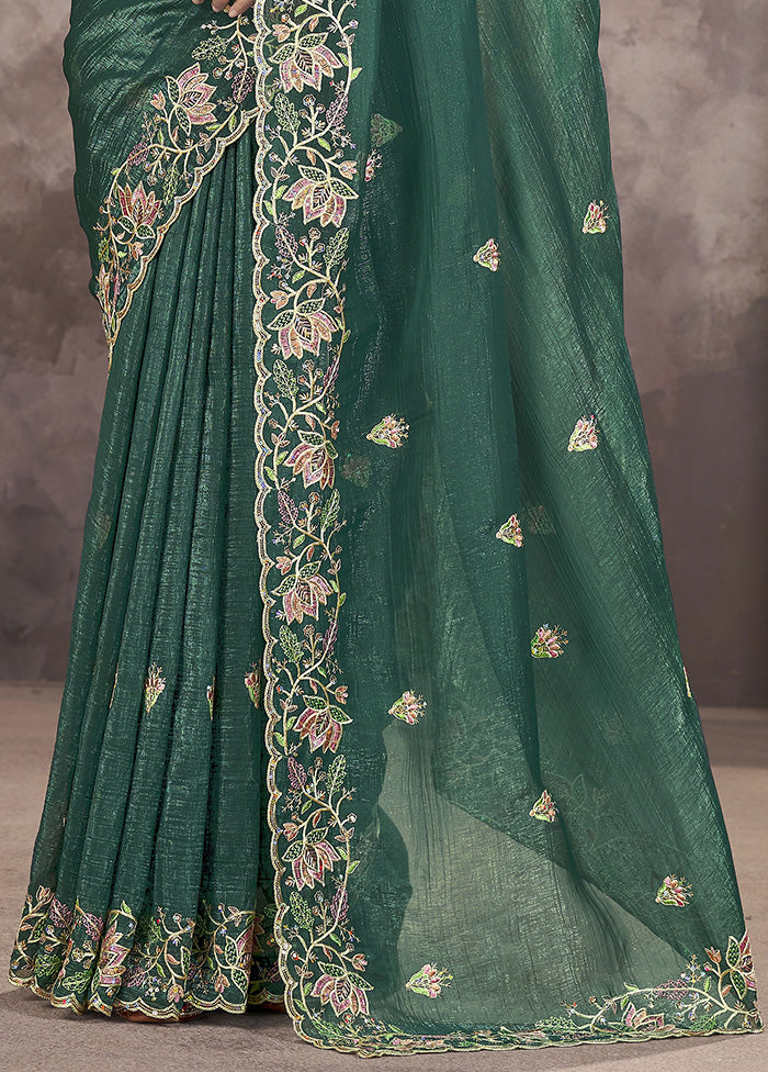 Rama Spun Silk Saree With Blouse Piece Discount Footaction