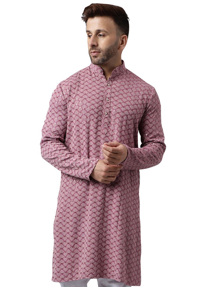 2 Pc Pink Silk Kurta Pajama Set Discount With Mastercard