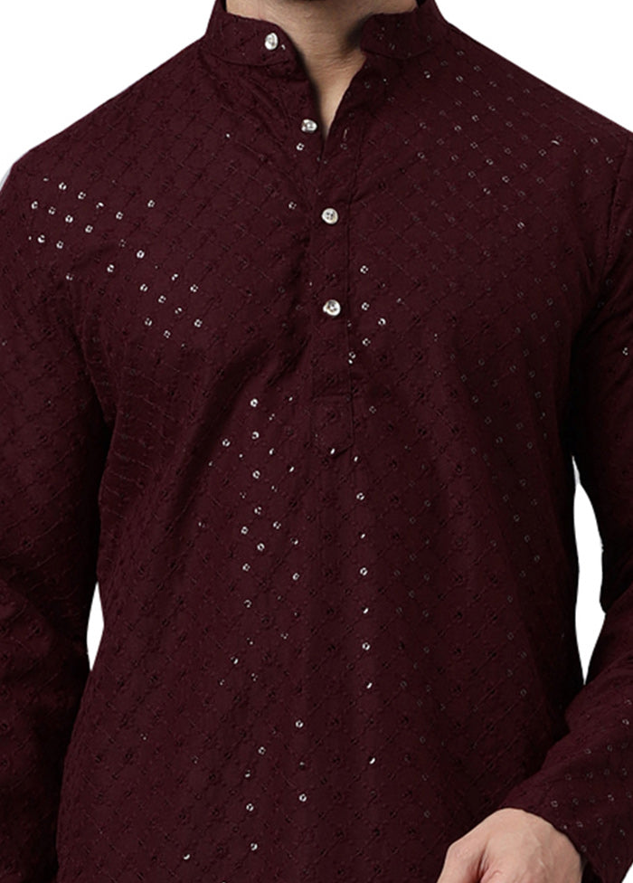 Maroon Silk Embroidered Kurta Cheap Sale Amazon