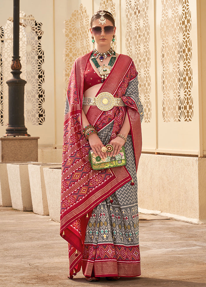 Grey Spun Silk Saree With Blouse Piece In China Sale Online