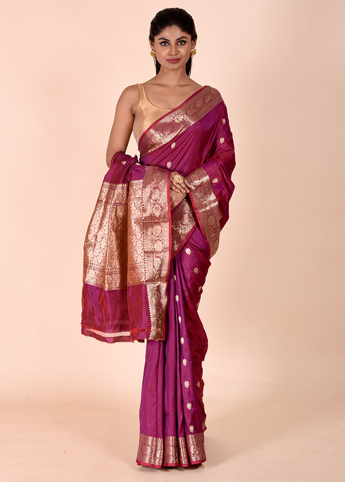 Purple Handloom Katan Pure Silk Saree With Blouse Piece 2025 New