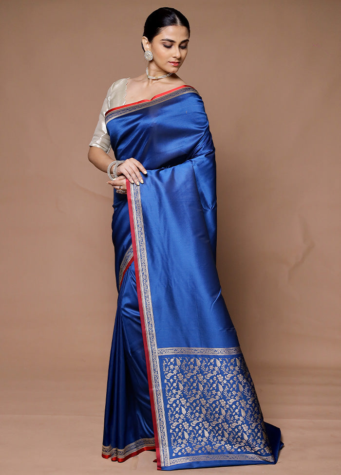 Blue Banarasi Silk Saree With Blouse Piece Official Sale Online