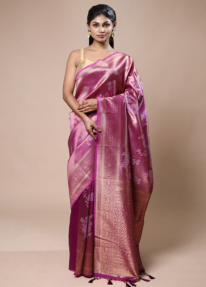 Pink Tissue Silk Saree With Blouse Piece Free Shipping High Quality