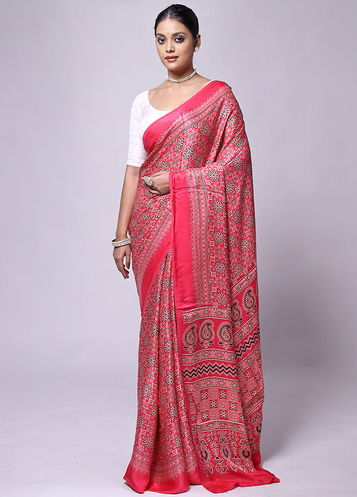 Pink Pure Modal Silk Saree Without Blouse Piece Discount 2025