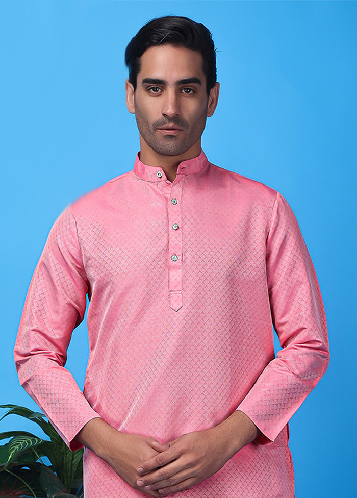 Pink Silk Jacquard Knee Length Kurta Buy Cheap Release Dates