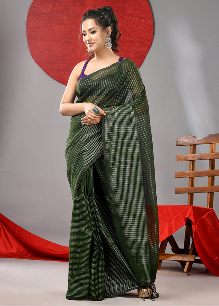 Green Cotton Saree With Blouse Piece Collections Cheap Pice