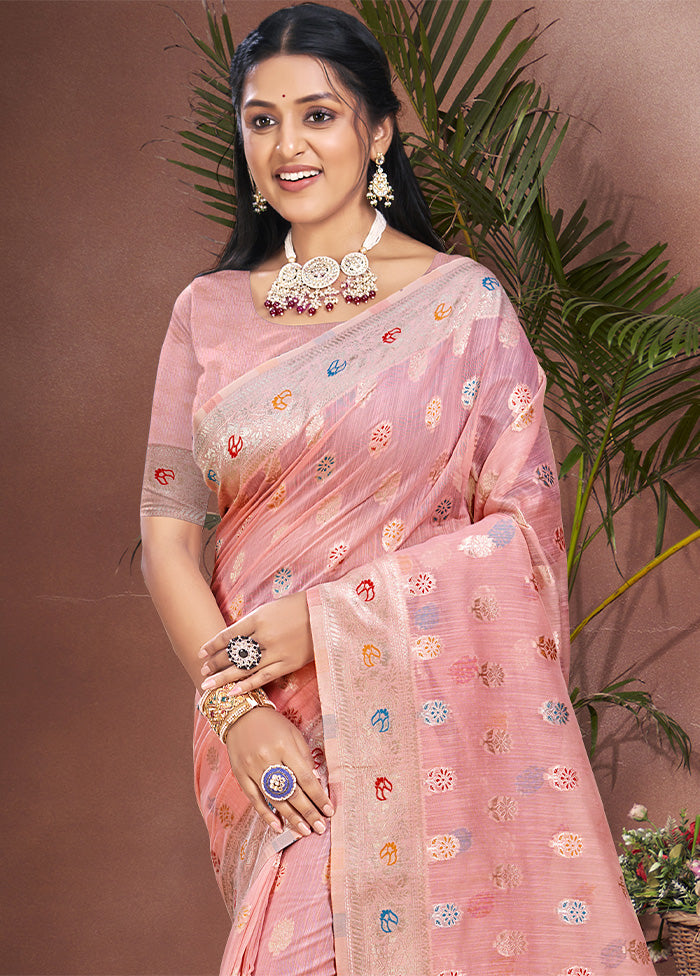 Light Pink Cotton Saree With Blouse Piece The Cheapest For Sale