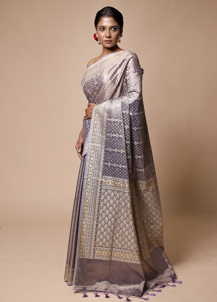 Lavender Tissue Silk Saree With Blouse Piece Grey Outlet Store Online