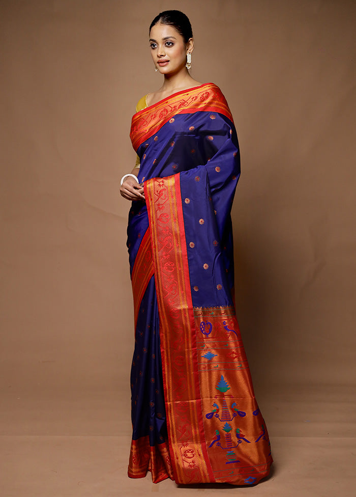 Blue Kanjivaram Silk Saree With Blouse Piece Sale Online Shop