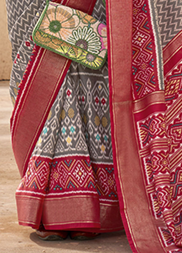 Grey Spun Silk Saree With Blouse Piece In China Sale Online