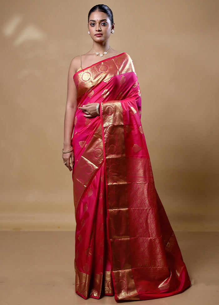 Pink Kanjivaram Silk Saree With Blouse Piece Wholesale Pice Cheap Online