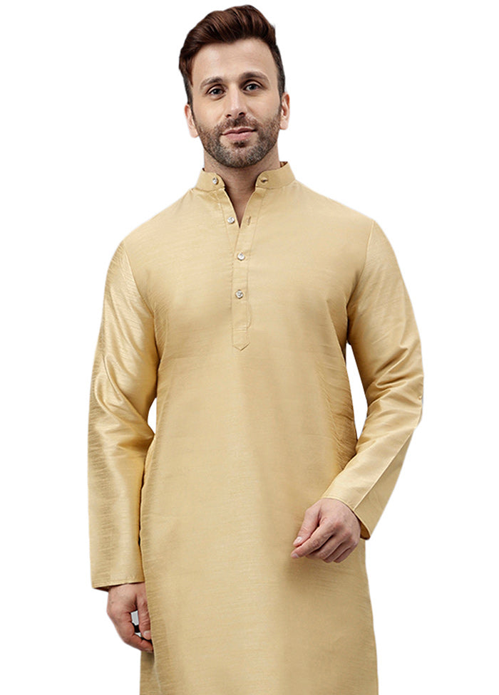 Cream Dupion Silk Solid Kurta Discount Shop