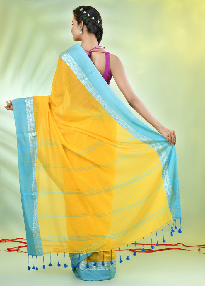 Yellow Cotton Saree With Blouse Piece Wholesale Pice For Sale