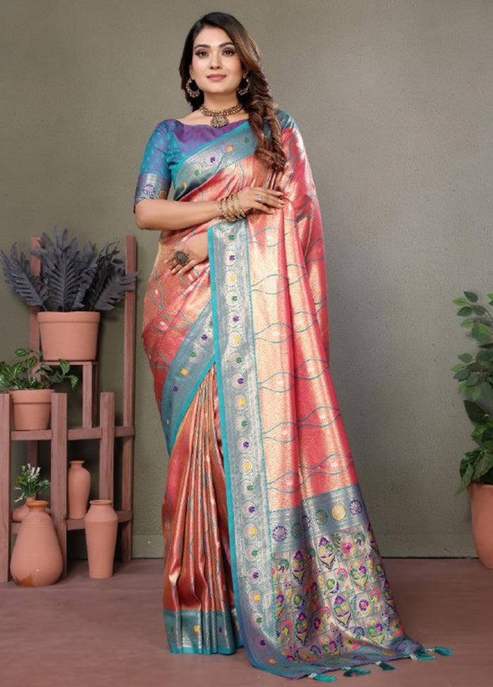 Pink Banarasi Silk Saree With Blouse Piece Clearance Exclusive