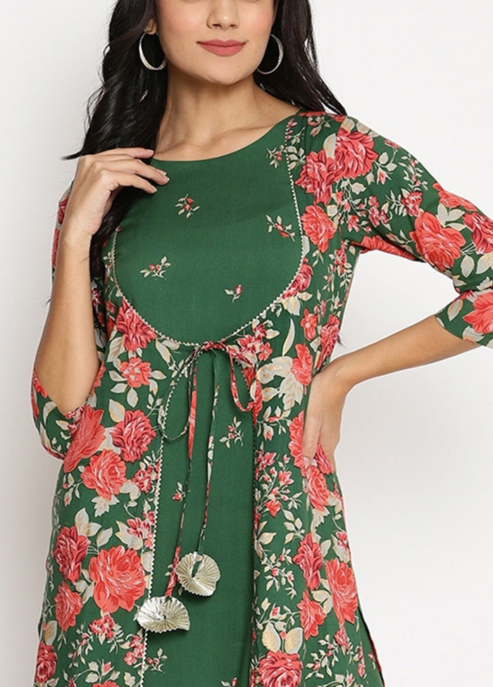 2 Pc Green Readymade Viscose Kurti Set Sast Online