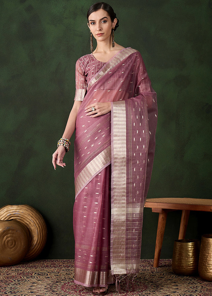 Purple Organza Saree With Blouse Piece Latest Collections